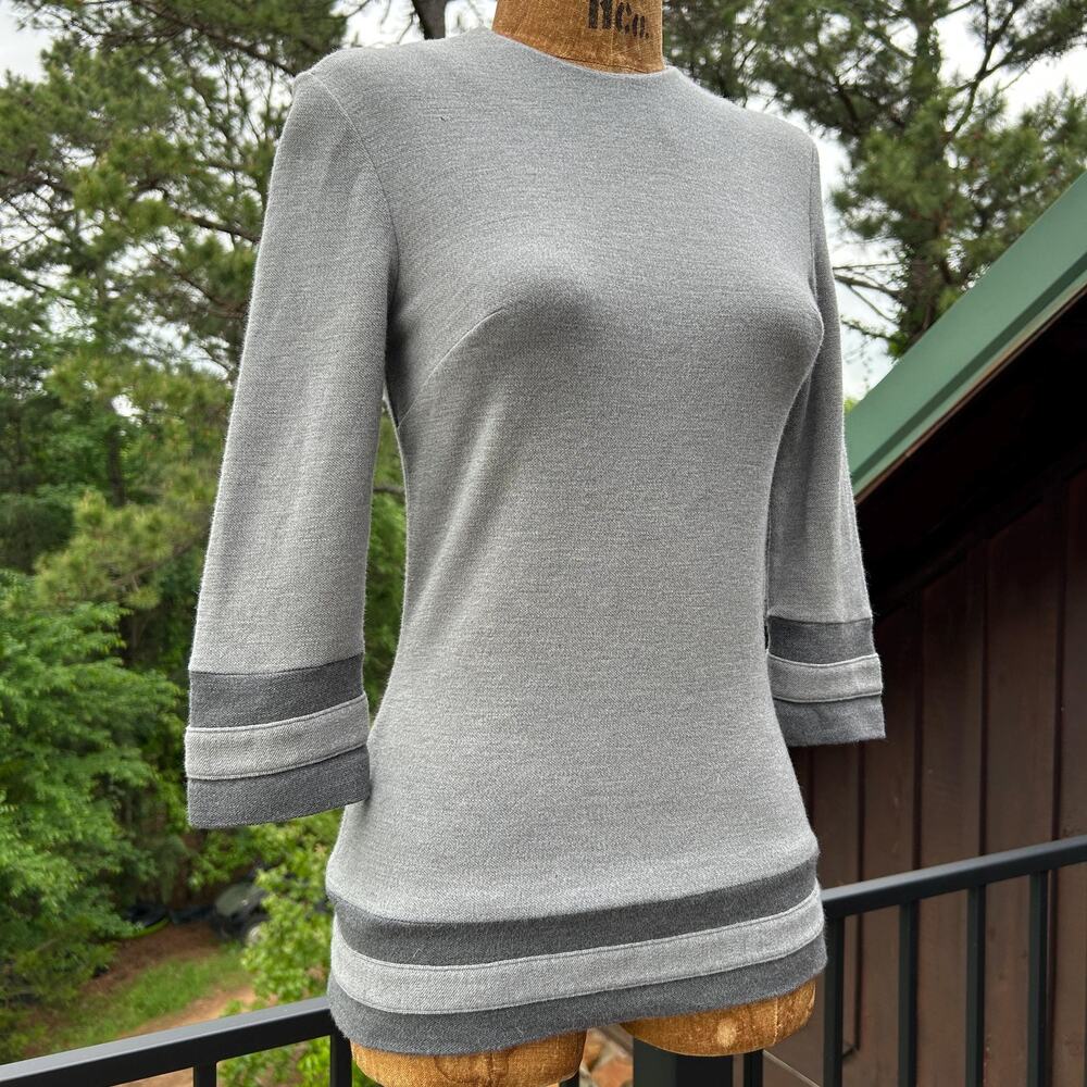 Vintage 60s Grey Wool Knit Space Age Mod Tunic Top